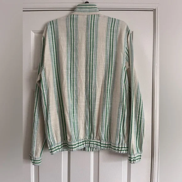 NWOT Mens ZARA blue green stripe jacket M - Picture 3 of 5